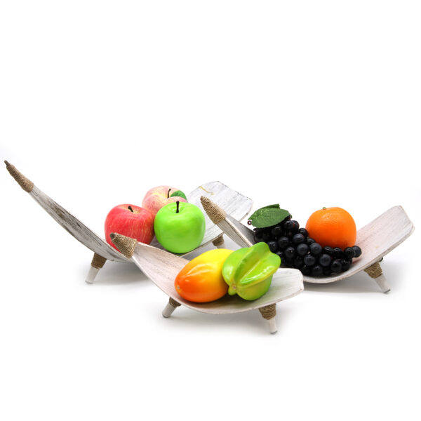 Kokosblad Fruitschaal Set - Whitewash